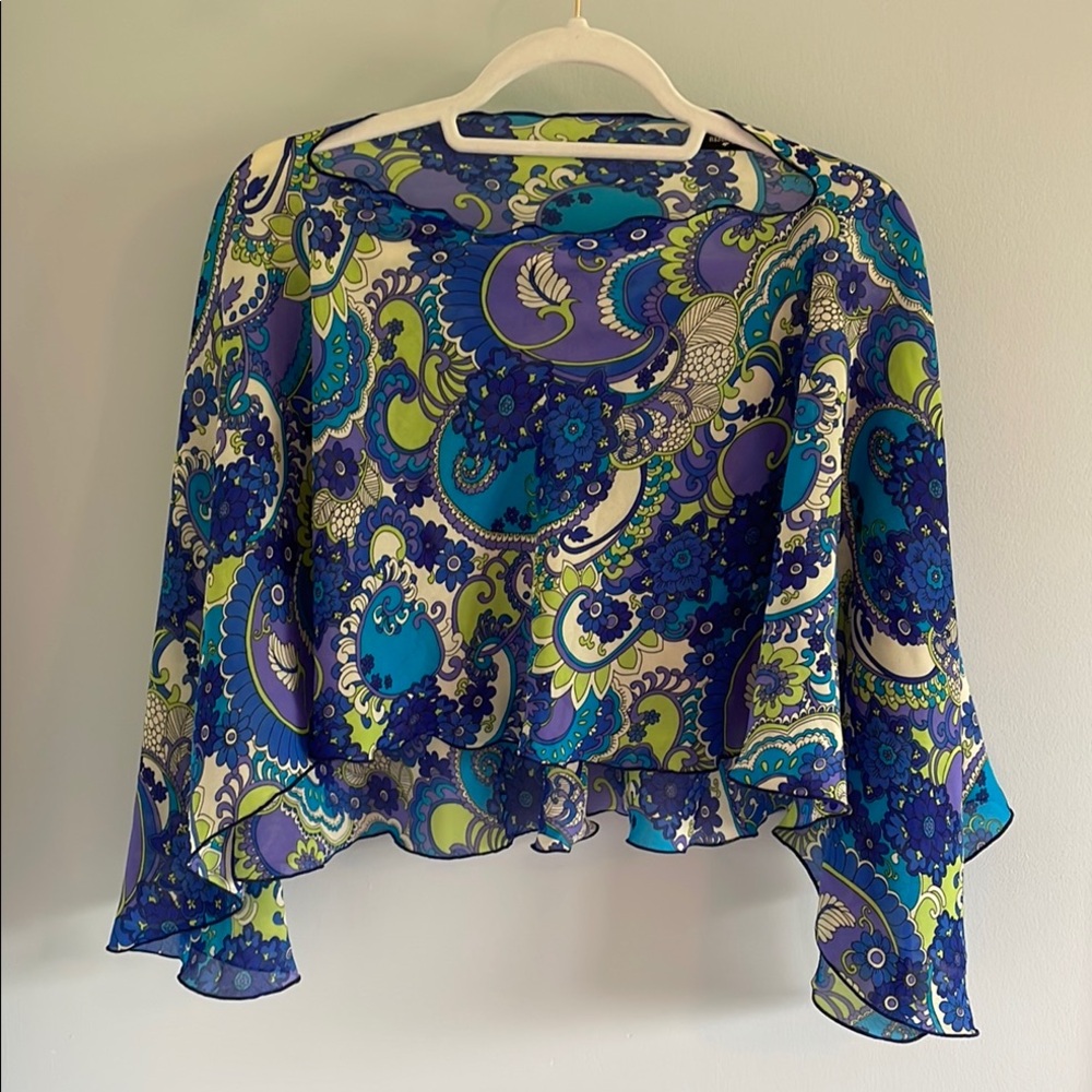 Blue Asymmetrical Vintage multi-way Scarf Cape - Picture 3 of 12